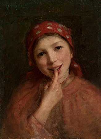 农家女孩`Peasant girl (1893) by Maurycy Trębacz