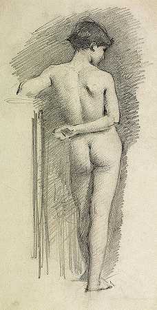 从后面看裸体男孩`Nude Boy Seen from Behind by John Singer Sargent