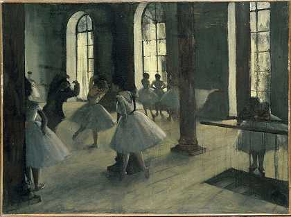 在舞池里排练`La Répétition Au Foyer De La Danse by Edgar Degas