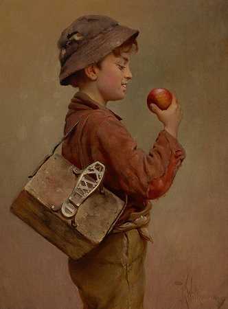 拿着苹果的男孩`Boy with an Apple by Karl Witkowski