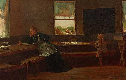正午休会，1873年`The Noon Recess, 1873 by Winslow Homer