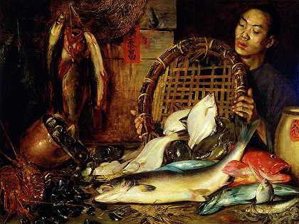1881年的《中国鱼贩》`The Chinese Fishmonger, 1881 by Theodore Wores