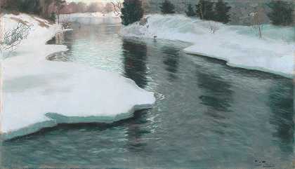 融雪`Melting Snow (1887) by Frits Thaulow