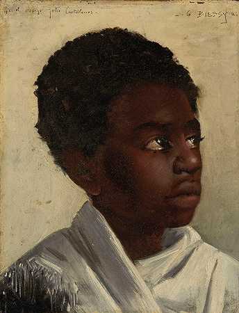 一位非洲年轻人的肖像`Portrait of a young African (1885) by Marie-Gabriel Biessy