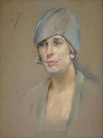 来访者（理查德·P·麦卡洛夫人）`The Visitor (Mrs. Richard P. McCullough) (1927) by Alice Pike Barney
