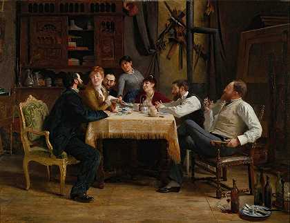 朋友这是午餐`A Friends Lunch (1885) by Fernand Cormon