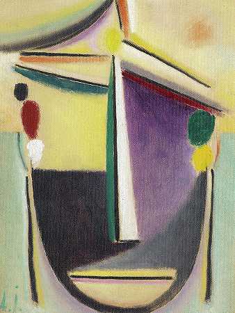 抽象头，黑黄紫，1922年`Abstract Head, Black-Yellow-Purple, 1922 by Alexej von Jawlensky