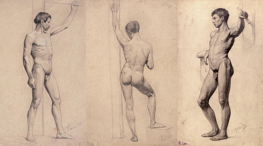 男性裸体，1877-1879年`Male Nude, 1877-1879 by Gustav Klimt