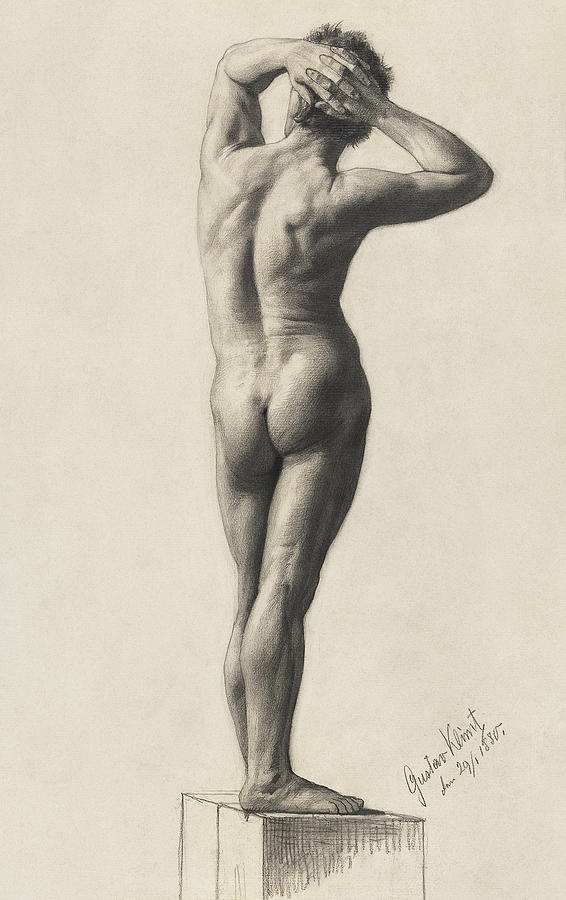 男性裸体，1879年`Male Nude, 1879 by Gustav Klimt