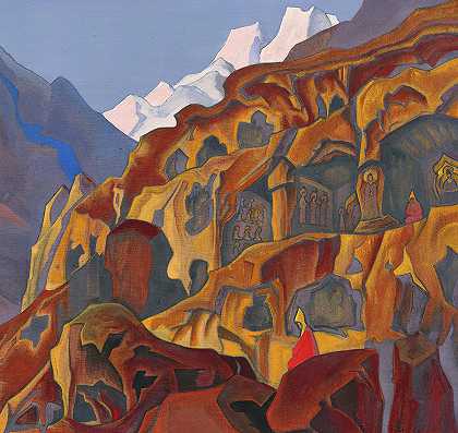 喜马拉雅山的神圣洞穴`Sacred Caves, Himalayas by Nicholas Roerich