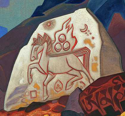 钦塔马尼的迹象，白色石头`Signs of Chintamani, White Stone by Nicholas Roerich