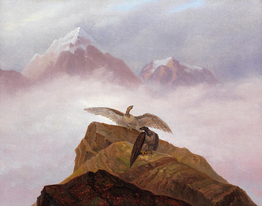 阿尔卑斯山幻想，约1822年`Fantasy of the Alps, c. 1822 by Carl Gustav Carus