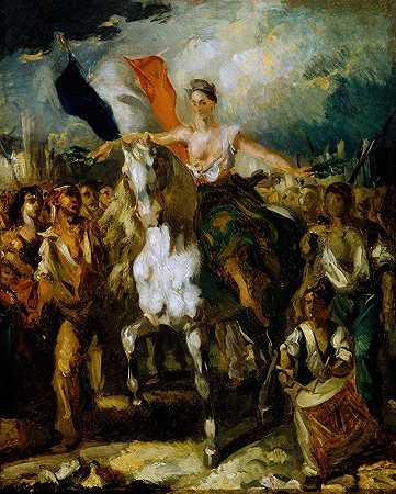 自由，1830年的寓言`La Liberté, allégorie des journées de 1830 (1830) by Louis Candide Boulanger