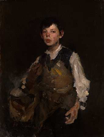 吹口哨的男孩`The Whistling Boy (1872) by Frank Duveneck