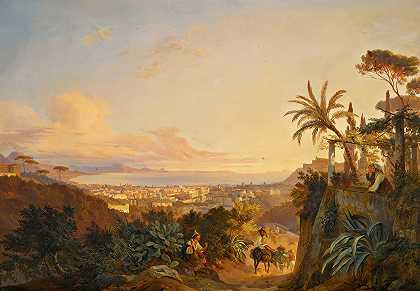 那不勒斯湾，从蒙特角望去`The gulf of naples, viewed from the Capo di Monte by Carl Wilhelm Götzloff