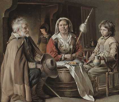 农民屋内`Peasant Interior (c. 1645) by Louis Le Nain