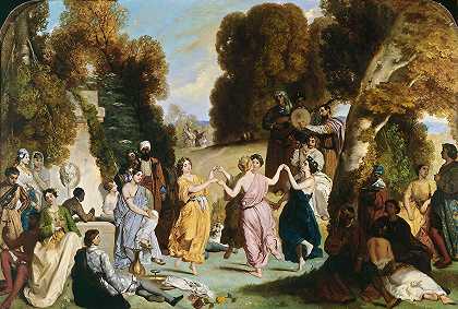 缪斯女神之舞`La danse des Muses (1846~1851) by Louis Candide Boulanger