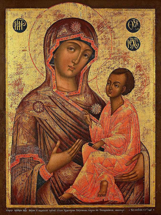 提克文的上帝之母`The Tikhvin Mother of God by Russian Icon