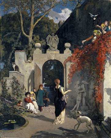 爱的花园`The Garden of Love (1887) by Ernst Stückelberg