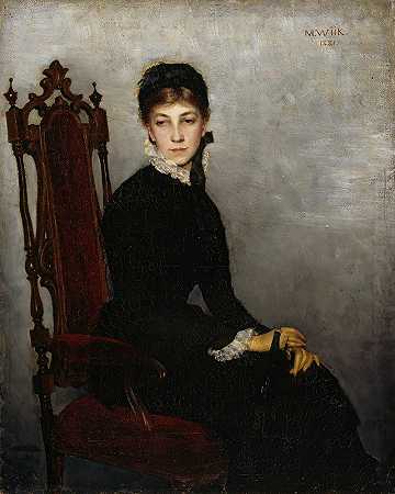 希尔达·威克肖像`Portrait Of Hilda Wiik (1881) by Maria Wiik