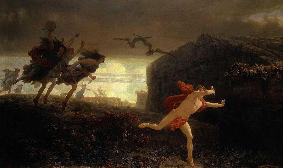 约1864年，梅纳德家族追求的宾修斯`Pentheus Pursued by the Maenads, c. 1864 by Charles Gleyre