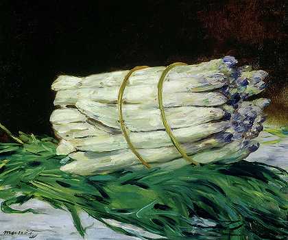 一捆芦笋，1880年`A Bundle of Asparagus, 1880 by Edouard Manet