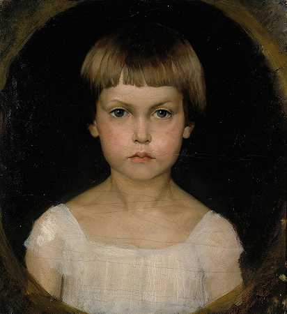 艺术家的妹妹伯塔·爱德费尔特的肖像`Portrait Of The Artist´s Sister Berta Edelfelt (1876) by Albert Edelfelt