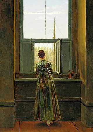 窗边的女人，1822年`Woman at a Window, 1822 by Caspar David Friedrich