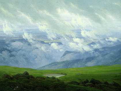 1820年的浮云`Drifting Clouds, 1820 by Caspar David Friedrich