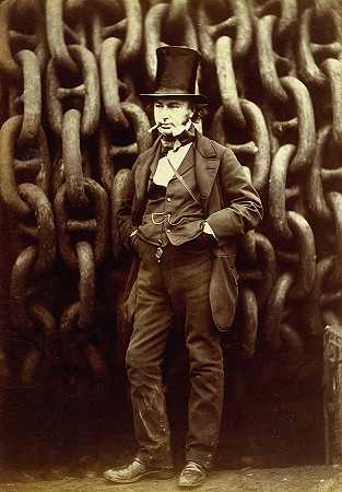 伊桑巴德王国布鲁内尔站在大东方号发射链前`Isambard Kingdom Brunel, Standing Before the Launching Chains of the Great Eastern by Robert Howlett