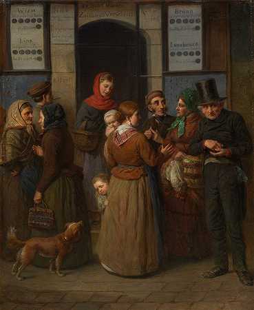 火灾现场的彩票`Die Lotterie auf der Brandstätte (1860) by Georg Decker