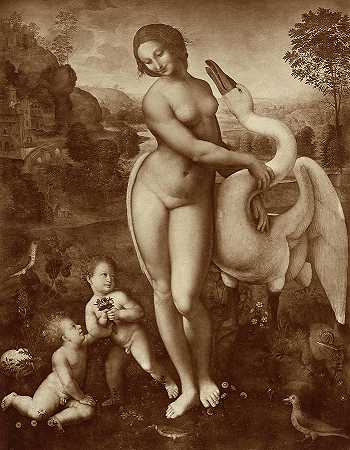莱达与天鹅，1510-1515年`Leda and the Swan, 1510-1515 by Leonardo da Vinci
