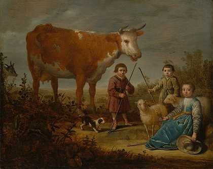 孩子和一头牛`Children and a Cow (1635–39) by Aelbert Cuyp