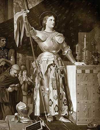 1854年查尔斯七世加冕礼上的圣女贞德`Joan of Arc at the Coronation of Charles VII, 1854 by Jean-Auguste-Dominique Ingres