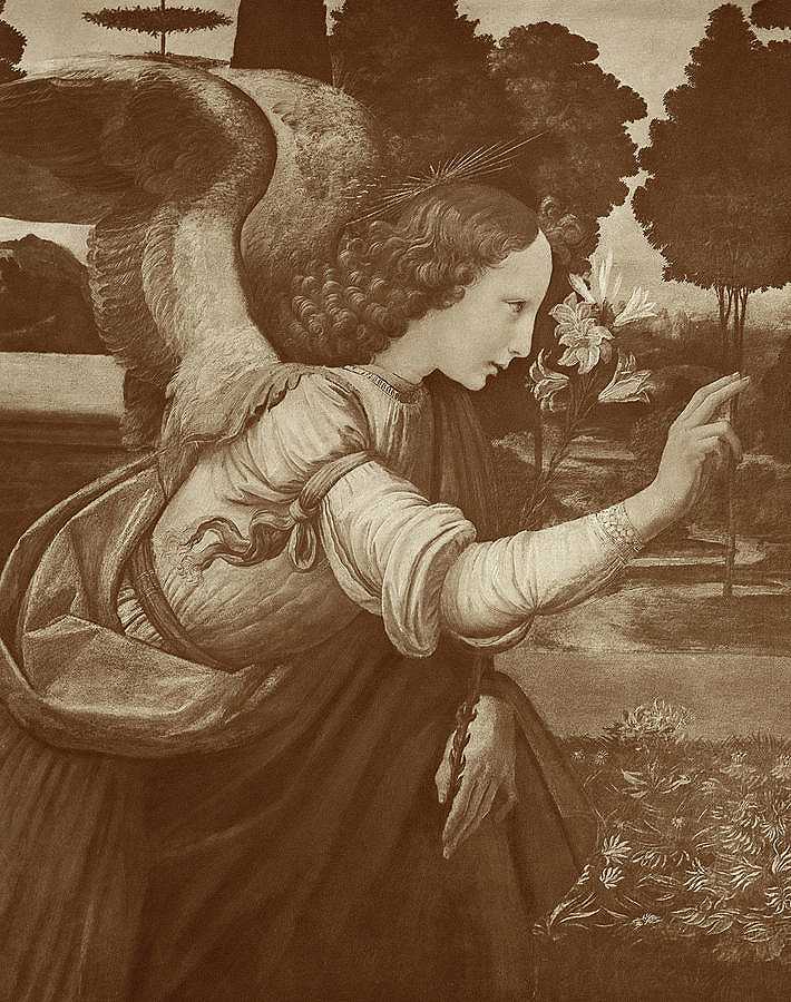 《通告》，1472-1475年`The Annunciation, 1472-1475 by Leonardo da Vinci
