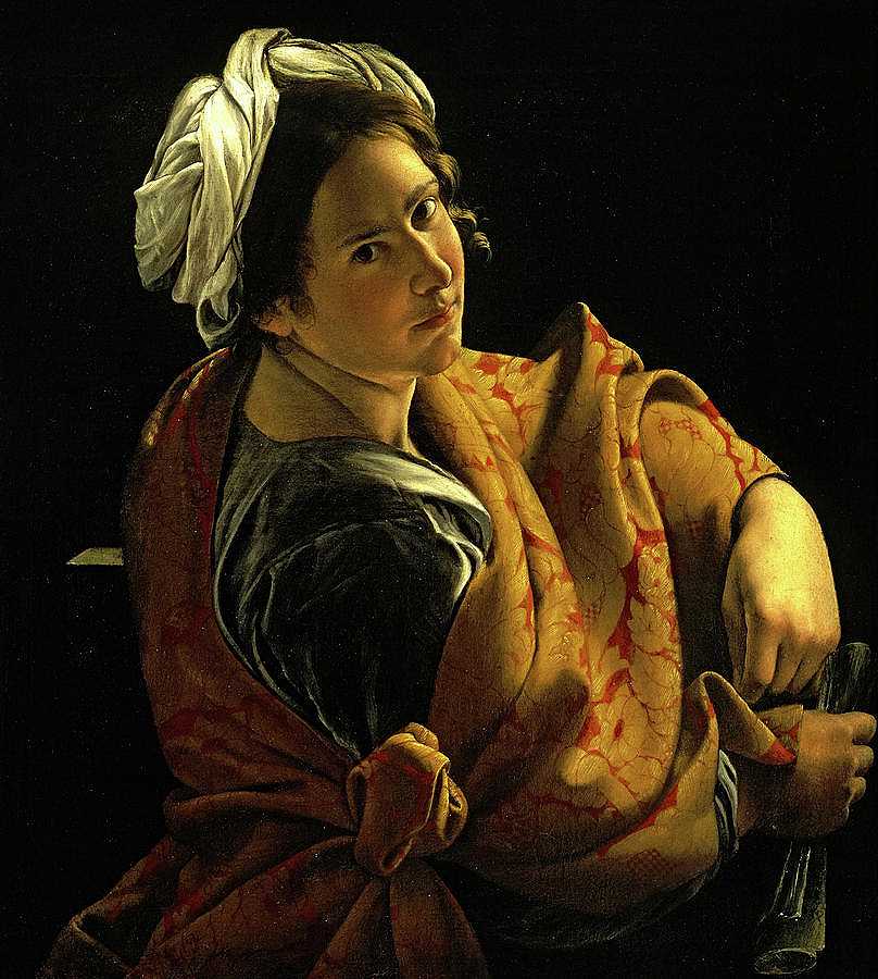 1620年，一位年轻女子的西比尔画像`Portrait of a Young Woman as a Sibyl, 1620 by Orazio Gentileschi