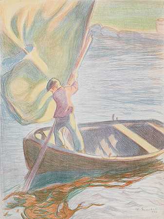 男孩和赛欧`Boy and Sail (1908) by Magnus Enckell