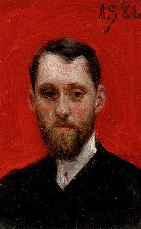画家查尔斯·塞里亚特的肖像`Portrait of the Painter Charles Theriat (1886) by Julius Leblanc Stewart