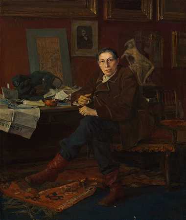 阿尔伯特·沃尔夫在他的书房里`Albert Wolff in His Study (1881) by Jules Bastien-Lepage