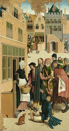 《慈悲七行，喂饱饥饿者》，1504年`The Seven Works of Mercy, Feeding the Hungry, 1504 by Master of Alkmaar