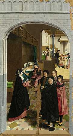 《慈悲七行，安慰病人》，1504年`The Seven Works of Mercy, Comforting the Sick, 1504 by Master of Alkmaar