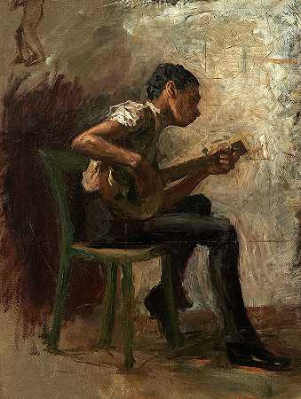 班卓琴演奏者，舞蹈课`The Banjo Player, Dancing Lesson by Thomas Eakins