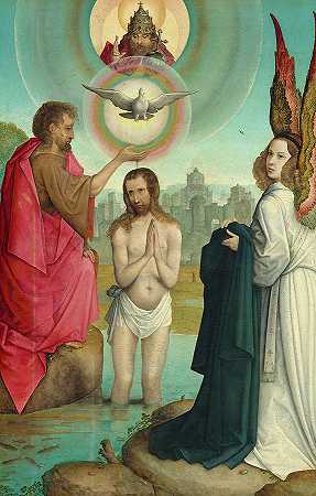 基督的洗礼，1508-1519年`The Baptism of Christ, 1508-1519 by Juan de Flandes
