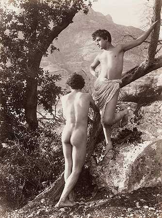 两个裸体的西西里男孩`Two Naked Sicilian Boys by Wilhelm von Gloeden