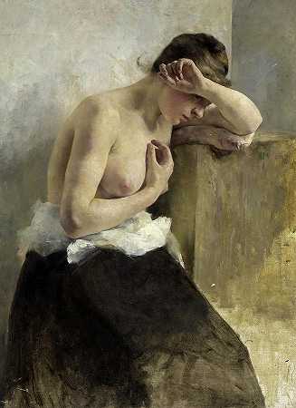 裸露躯干的女人`Woman with Bare Torso by Otto Ubbelohde