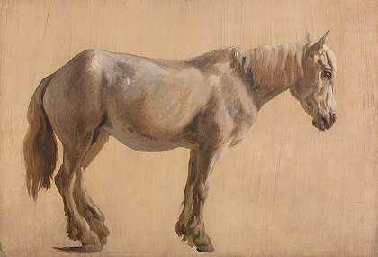 一匹灰马的研究`Study of a Grey Horse (ca. 1800) by Jacques-Laurent Agasse