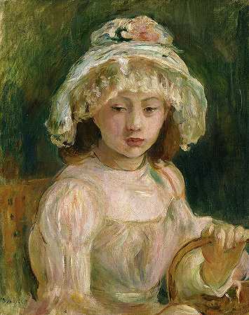 戴帽子的年轻女孩，1892年`Young Girl with Hat, 1892 by Berthe Morisot