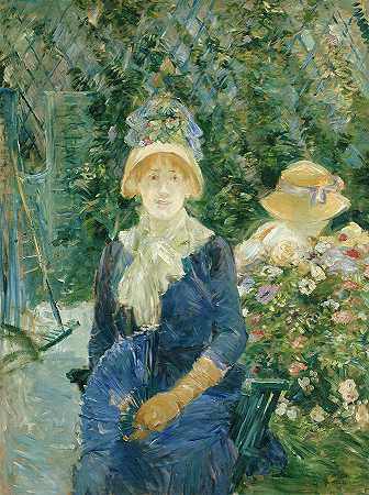 《花园里的女人》，1882-1883年`Woman in a Garden, 1882-1883 by Berthe Morisot