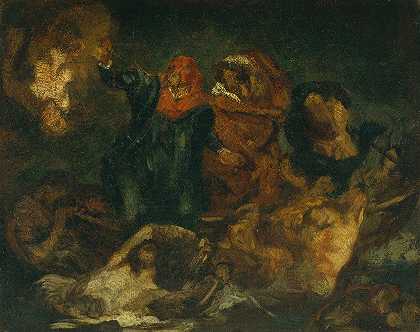 在Delacroix和之后复制s但丁的树皮`Copy after Delacroixs ;Bark of Dante (ca. 1859) by Édouard Manet