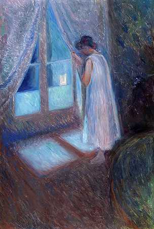 窗边的女孩，1893年`The Girl by the Window, 1893 by Edvard Munch